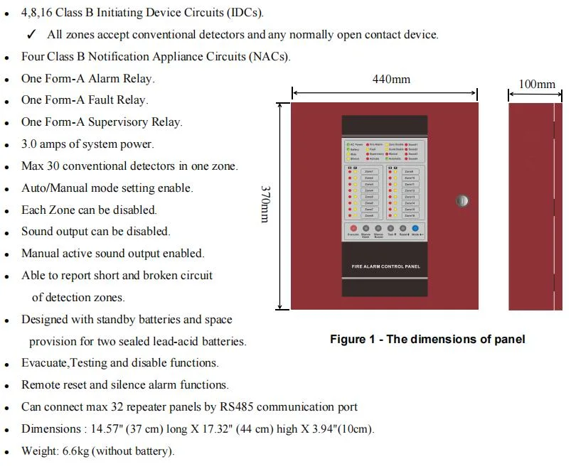 Conventional4/8/16 Zone Fire Alarm Controller for Smart Home Security System