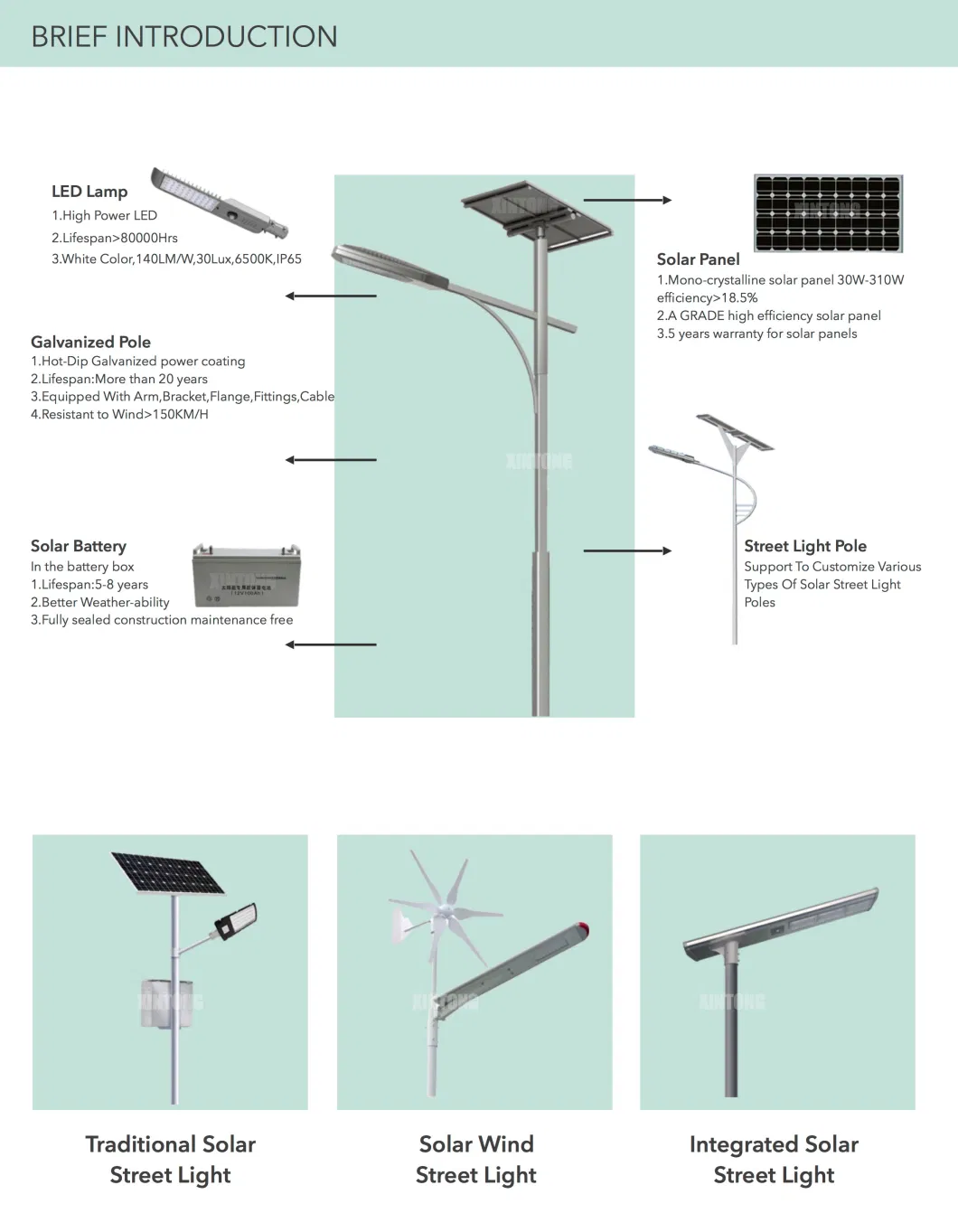 20W 30W LED Integrated Outdoor Turbine Street Garden Road Home Street Light with Panel and Lithium Battery